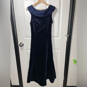 Laura Ashley Blue Velvet Vintage Dress Sz 12
